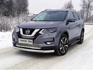Защита передняя овальная 75х42 мм для Nissan X-Trail T32 № NISXTR18-19