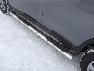Пороги овальные с накладкой 120х60 мм для Nissan X-Trail T32 № NISXTR18-23