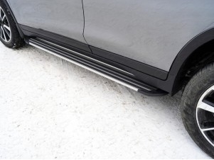 Пороги алюминиевые Slim Line Silver для Nissan X-Trail T32 № NISXTR18-34S
