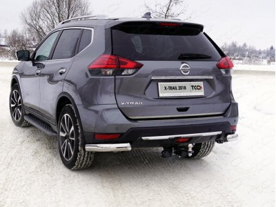 Защита задняя уголки овальные 75х42 мм ТСС для Nissan X-Trail T32 2018-2021