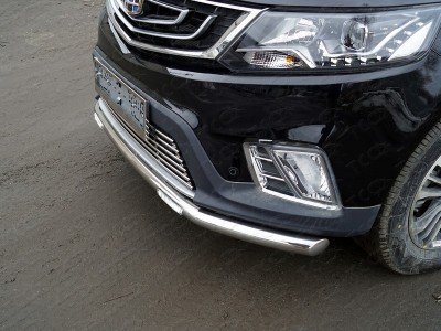 Защита переднего бампера с ДХО 60 мм ТСС для Geely Emgrand X7 2018-2021