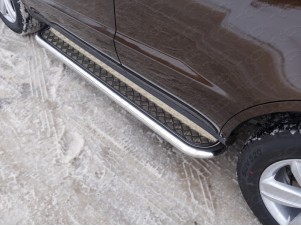 Пороги с площадкой алюминиевый лист 42 мм для Geely Emgrand X7 № GEELEMGX718-14