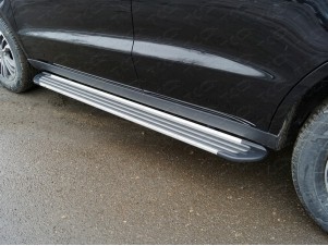 Пороги алюминиевые Slim Line Silver для Geely Emgrand X7 № GEELEMGX718-22S