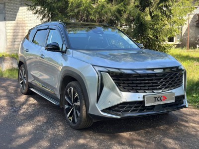 Пороги алюминиевые "Slim Line Silver" 1820 мм для Geely Atlas 2023-н.в.