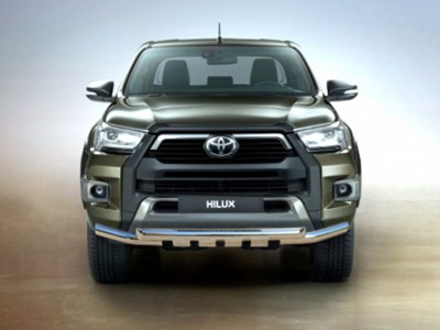 Защита переднего бампера d-76 с доп.накладками для Toyota Hilux VIII Рестайлинг 2020 – н.в.