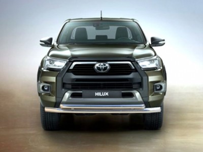 Защита переднего бампера двойная d-76+60 для Toyota Hilux VIII Рестайлинг 2020 – н.в..