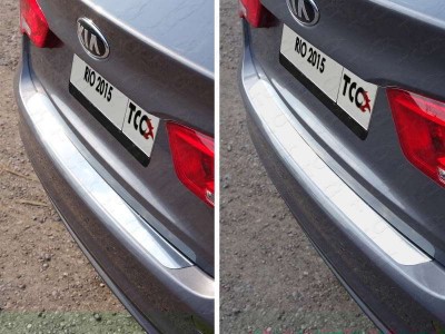 Накладка на задний бампер шлифованный лист ТСС для Kia Rio 2015-2017