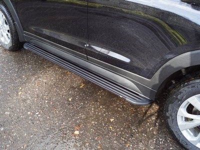 Пороги алюминиевые Slim Line Black для Hyundai Tucson 2018-2021
