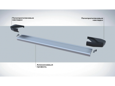 Порог-площадка "Silver" F180AL + комплект крепежа для Jaecoo J7 2023-н.в.