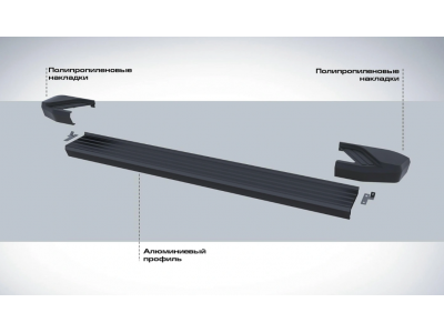 Порог-площадка "Black" F180ALB + комплект крепежа для Jaecoo J7 2023-н.в.