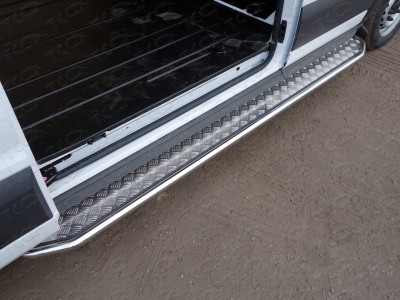 Порог с площадкой левый алюминиевый лист 42 мм ТСС для Ford Transit FWD L2 2014-2021
