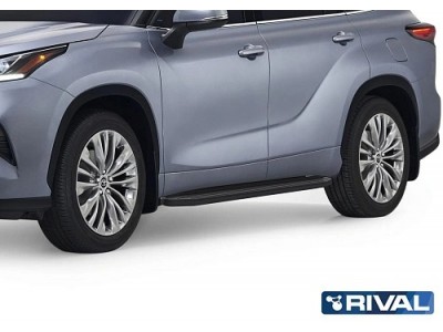 Порог-площадка "Premium-Black" A180ALB Rival + комплект крепежа для Toyota Highlander 2020-н.в.