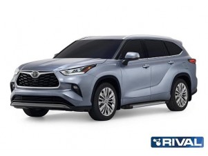 Порог-площадка "Silver" F180AL Rival + комплект крепежа для Toyota Highlander 2020-н.в. №F180AL.5711.1