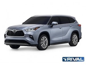 Порог-площадка "Premium-Black" A180ALB Rival + комплект крепежа для Toyota Highlander 2020-н.в. №A180ALB.5711.1
