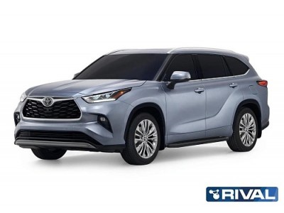 Порог-площадка "Premium-Black" A180ALB Rival + комплект крепежа для Toyota Highlander 2020-н.в.