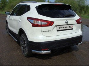 Защита задняя овальные уголки 75х42 мм для Nissan Qashqai № NISQASH14-14