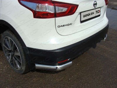 Защита задняя овальные уголки 75х42 мм ТСС для Nissan Qashqai 2014-2021