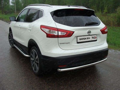 Защита заднего бампера центральная 60 мм ТСС для Nissan Qashqai 2014-2021