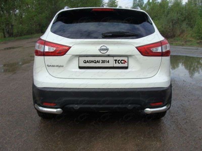 Защита заднего бампера уголки 60 мм ТСС для Nissan Qashqai 2014-2021