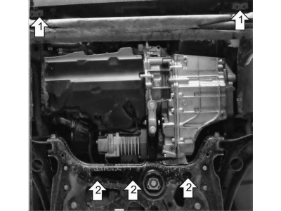Защита картера двигателя, КПП (1,5 мм, сталь) для Volkswagen Tiguan 2016-2024, Skoda Kodiaq 2016-2023, Skoda Karoq 2020-н.в., Volkswagen Taos 2021-н.в.