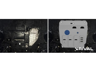 Защита картера + КПП + комплект крепежа, Rival, Алюминий для Changan UNI-V;2023-н.в.;1,5;FWD;РКПП;Changan Lamore;2023-н.в.;1,5;FWD;РКПП