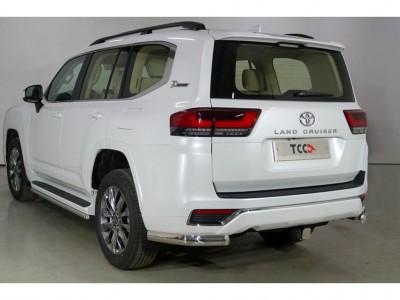 Защита заднего бампера уголки овальные 75х42 мм для Toyota Land Cruiser 300 70TH ANNIVERSARY 2021–н.в.