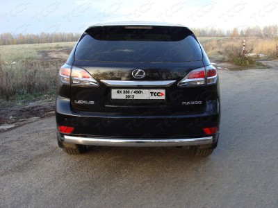 Защита заднего бампера овальная 75х42 мм ТСС для Lexus RX-350 2012-2021