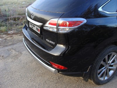 Защита заднего бампера овальная 75х42 мм ТСС для Lexus RX-350 2012-2021