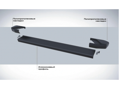 Порог-площадка "Black" F180ALB + комплект крепежа для Toyota Highlander 2020-н.в.