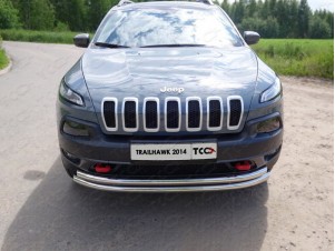 Защита передняя двойная 60-60 мм для Jeep Cherokee Trailhawk № JEEPCHERTRAIL14-01