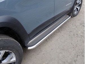 Пороги с площадкой нержавеющий лист 60 мм для Jeep Cherokee Trailhawk № JEEPCHERTRAIL14-07
