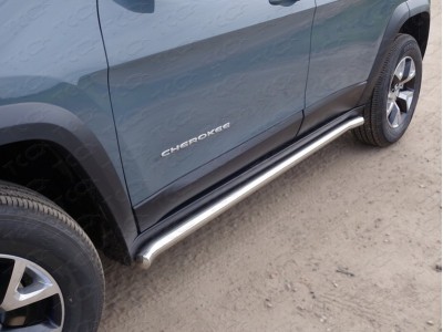 Пороги труба 60 мм ТСС для Jeep Cherokee Trailhawk 2014-2021
