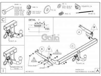 Фаркоп оцинкованный Galia шар C съемный для Mazda CX-5 2011-2017