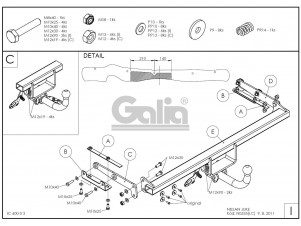 ТСУ Фаркоп оцинкованный Galia шар C съемный для Nissan Juke № N053C