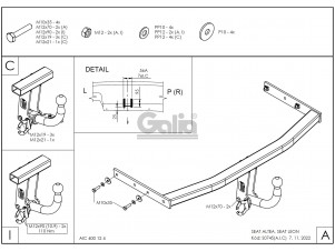 ТСУ Фаркоп оцинкованный Galia шар A для Seat Altea/Leon № S074A
