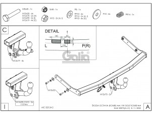 ТСУ Фаркоп оцинкованный Galia шар A для Volkswagen Golf 4/Skoda Octavia № S087A