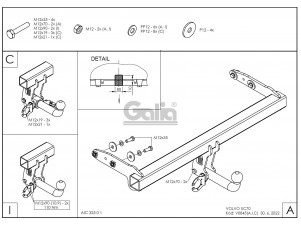 ТСУ Фаркоп оцинкованный Galia шар C съемный для Volvo XC70 № V084C