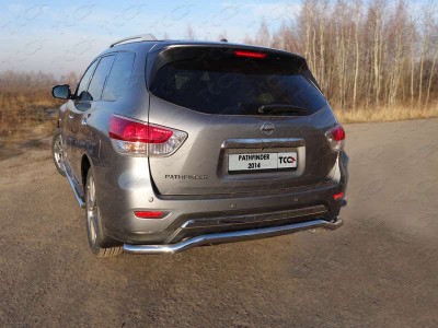 Защита заднего бампера 60 мм ТСС для Nissan Pathfinder 2014-2021
