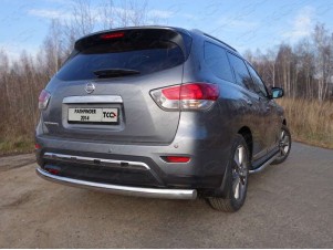 Защита заднего бампера овальная 75х42 мм для Nissan Pathfinder № NISPAT14-18