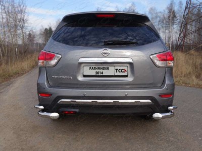 Защита задняя двойные уголки 76-42 мм ТСС для Nissan Pathfinder 2014-2021