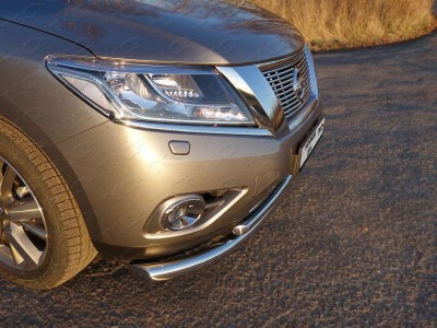 Защита передняя двойная 76/50 мм ТСС для Nissan Pathfinder 2014-2021