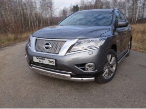 Защита передняя овальная двойная 75-75 мм для Nissan Pathfinder № NISPAT14-03