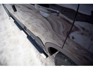 Пороги труба овальная с накладками 75х42 мм для Nissan X-Trail № NISXTR11-10