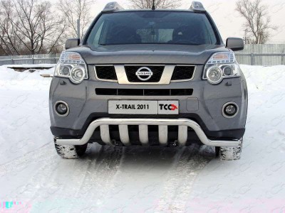Защита передняя двойная 60-75 мм ТСС для Nissan X-Trail 2011-2015