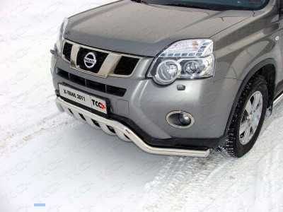 Защита передняя двойная 60-75 мм ТСС для Nissan X-Trail 2011-2015