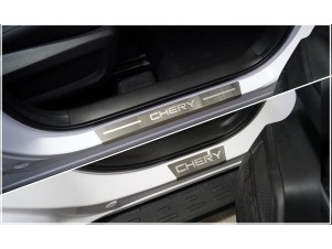 Накладки на пороги (лист шлифованный надпись Chery) 4шт для Chery Tiggo 4 Pro 2020 – н.в. CHERTIG4P22-04