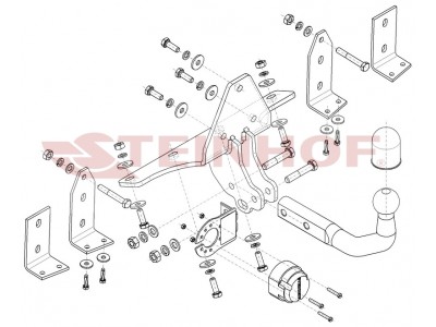 Фаркоп для Saab 9-5 седан 1997-2011, Saab 9-5 универсал 1999-2011 условно-съемное крепление шара