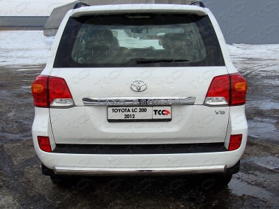 Защита заднего бампера овальная 75х42 мм ТСС для Toyota Land Cruiser 200 2012-2015