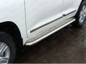 Пороги с площадкой алюминиевый лист 60 мм для Toyota Land Cruiser 200 № TOYLC20012-02
