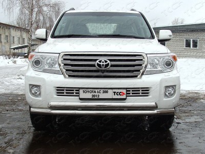 Защита передняя двойная 76-75 мм ТСС для Toyota Land Cruiser 200 2012-2015